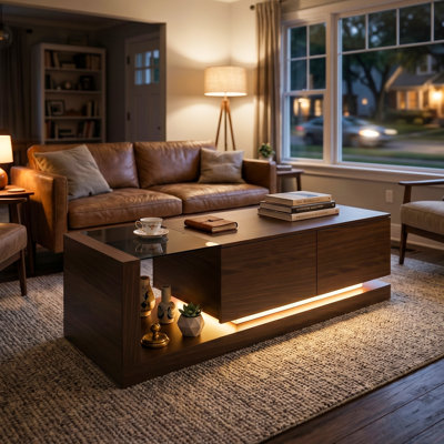 59.1"W x 21.7"D x 17.3"H Coffee Table with LED Light