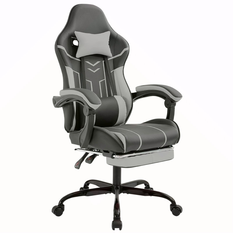 Chaise de jeu, chaise d'ordinateur ergonomique avec repose-pieds Chaise de bureau ergonomique avec dossier lombaire noir