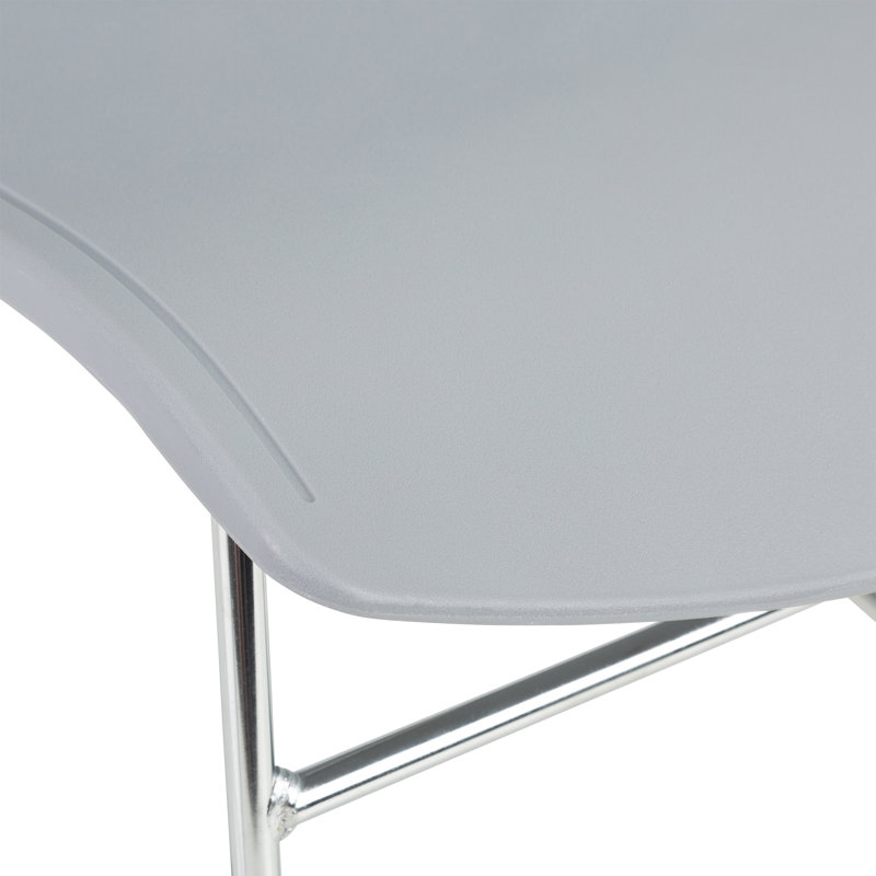 Metal Armless Sled Base Plastic Stacking Chair with Perforated Back, Gray