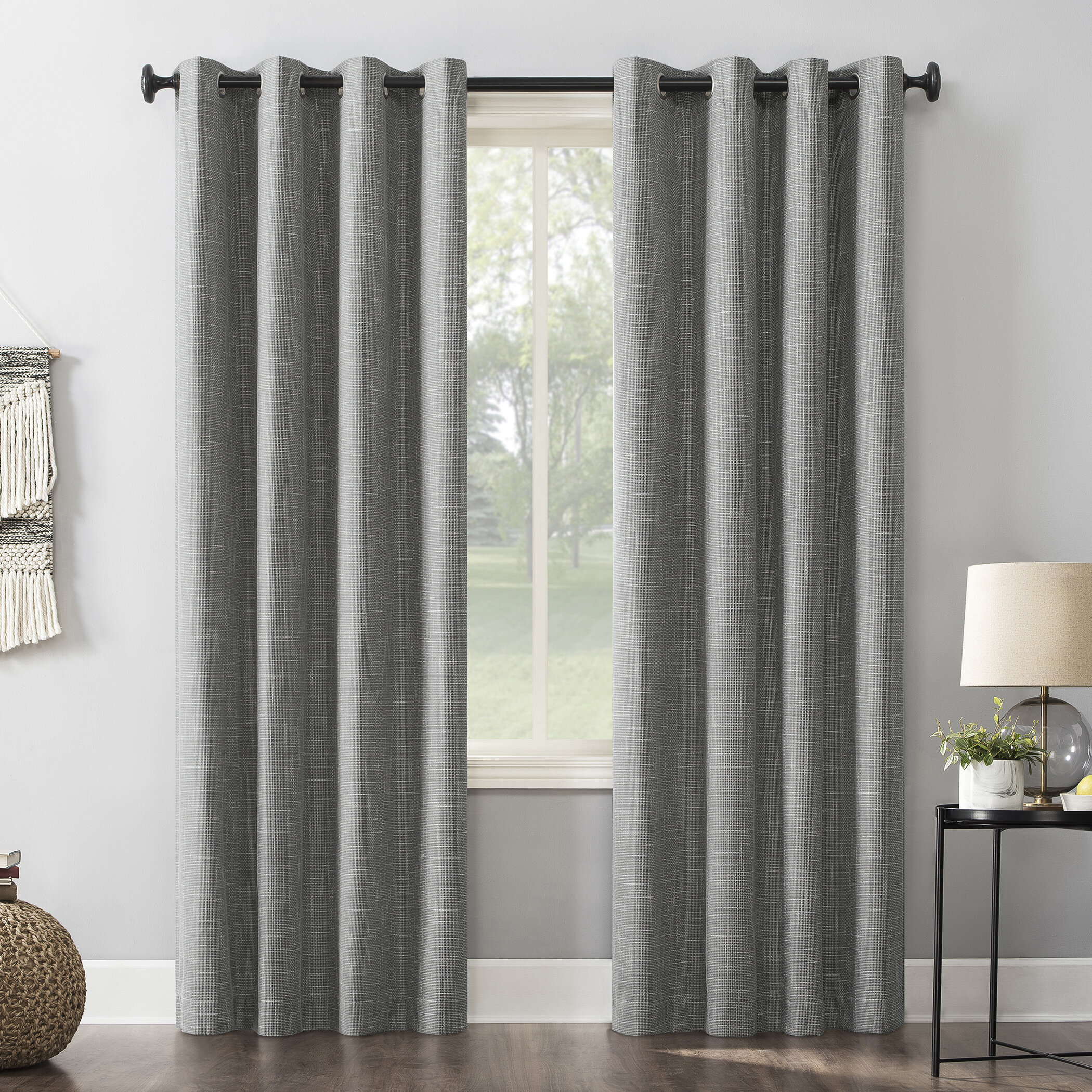 Sun Zero Burlap Weave Thermal Extreme 100% Blackout Grommet Curtain ...