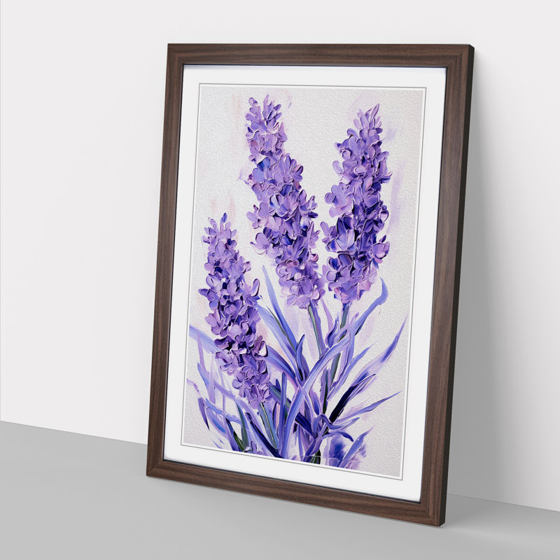 Lavender Flower Gestural No.2 - Single Picture Frame Print on Wood, 46cm H x 34cm W, Walnut Framed