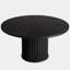 Élégante table de salle à manger ronde avec base cannelée, parfaite pour les espaces modernes et compacts, pouvant accueillir jusqu'à 6 personnes.-2049142270