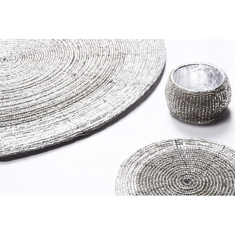 Dex Glass No Pattern Round Placemat, Silver