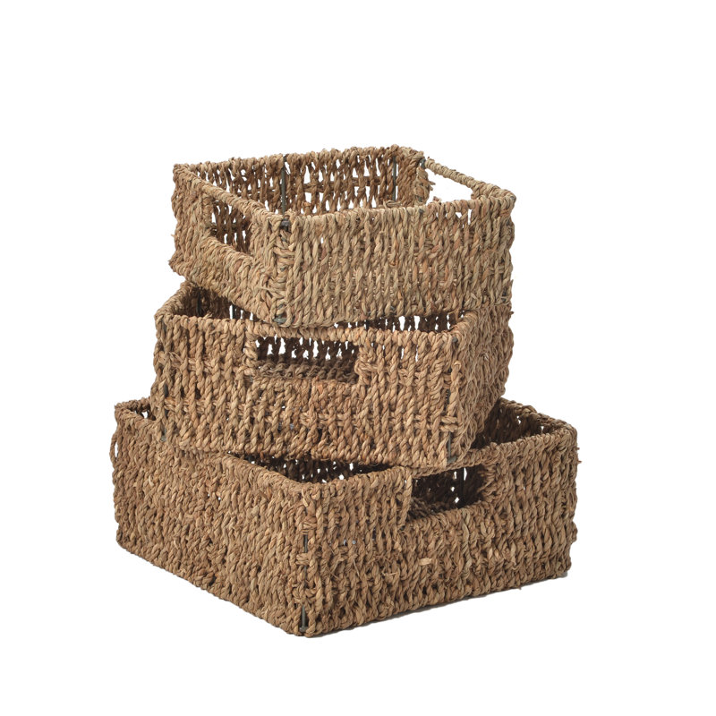JVL Seagrass Wicker Decorative Basket