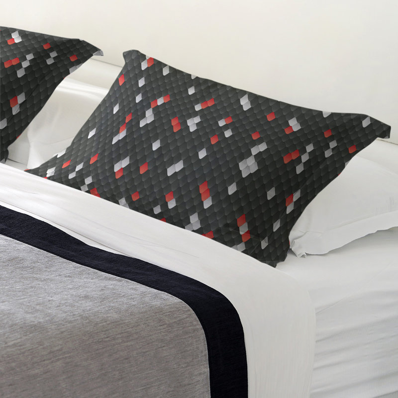 Taie décorative Katelyn Elizabeth, Standard, Polyester, Noir / rouge