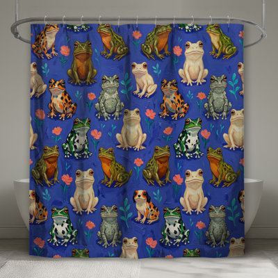 Colorful Frog Pattern Shower Curtains Extra Long
