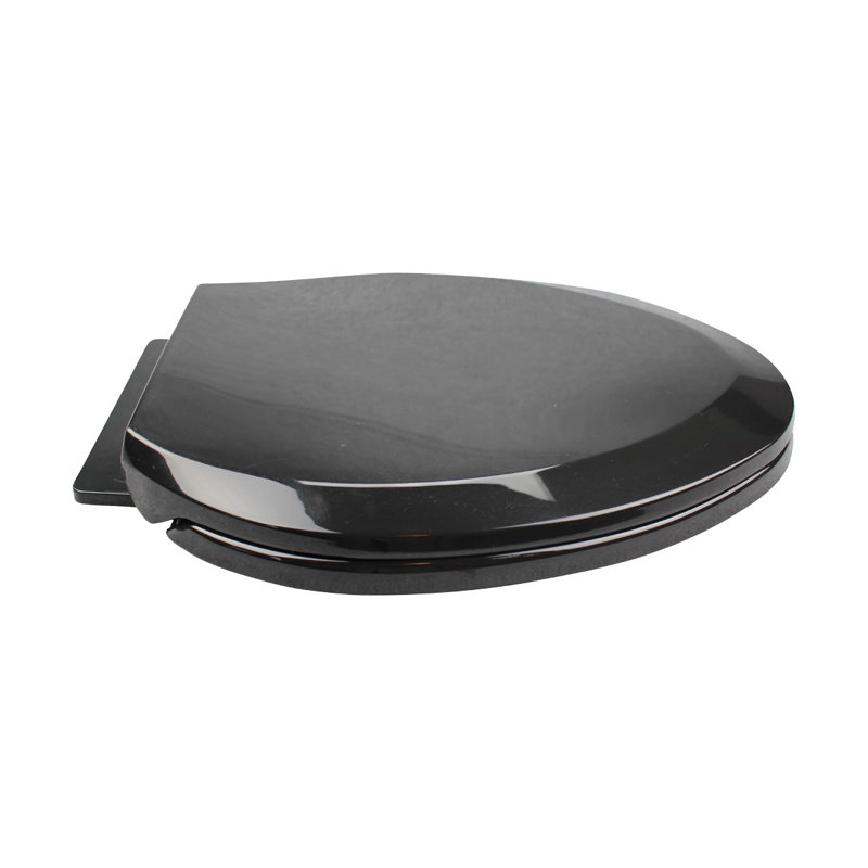 Black Slow Close Elongated Toilet Seat Plastic with Seat Bumper Renovators Supply