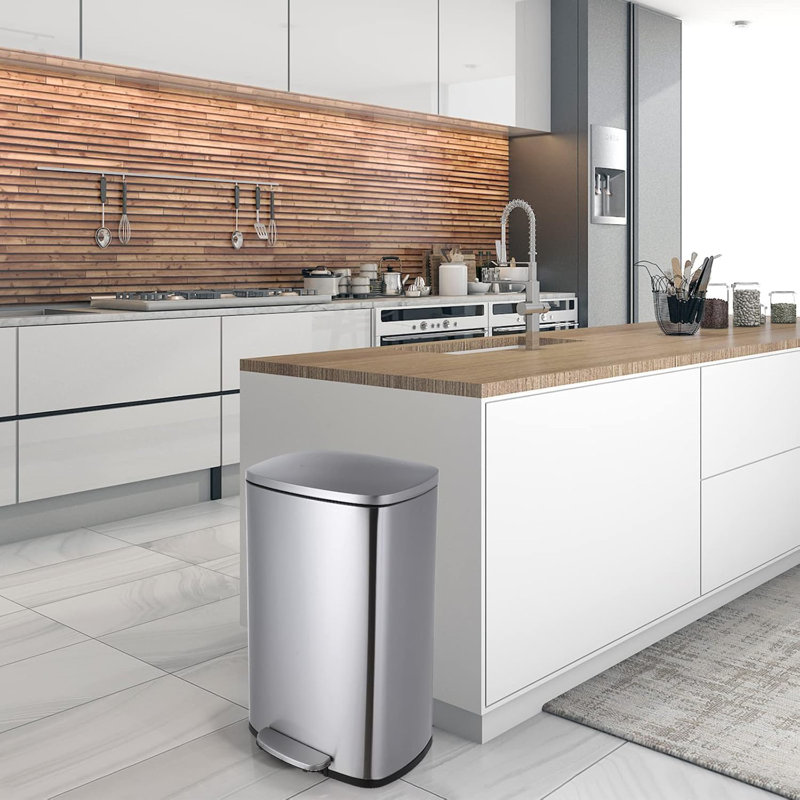 Pedal Bin, Soft-close Pedal Bin, Large Waste Bin With Lid, Removable Inner Bucket, Odour Isolate, For Kitchen, Bathroom, Office Step On Multi-Compartments Trash & Recycling Bin