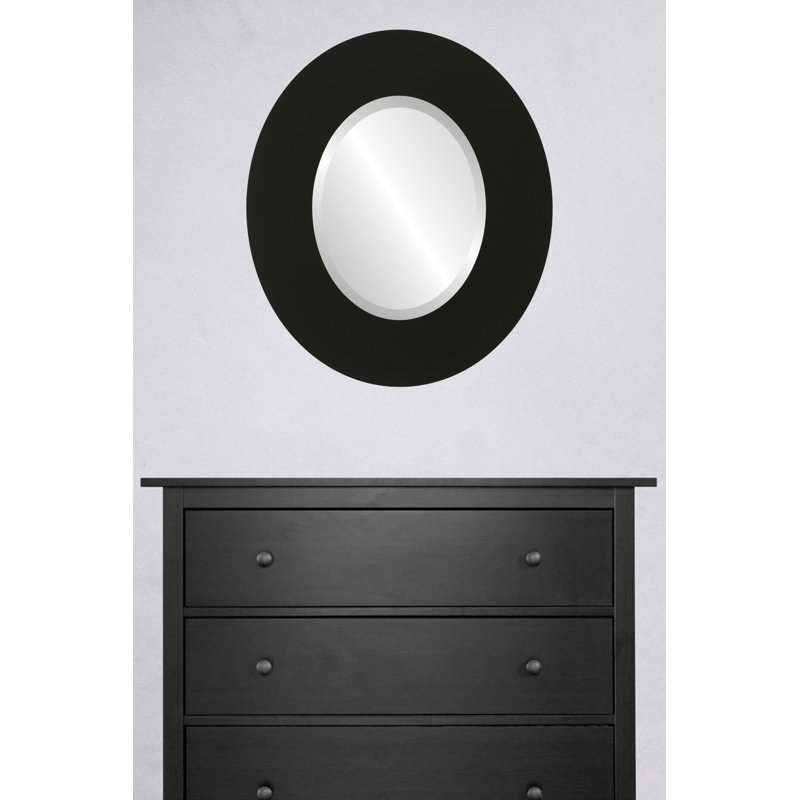 Miroir décoratif ovale encadré Rubinstein, H 43 po x l 31 po, Noir mat