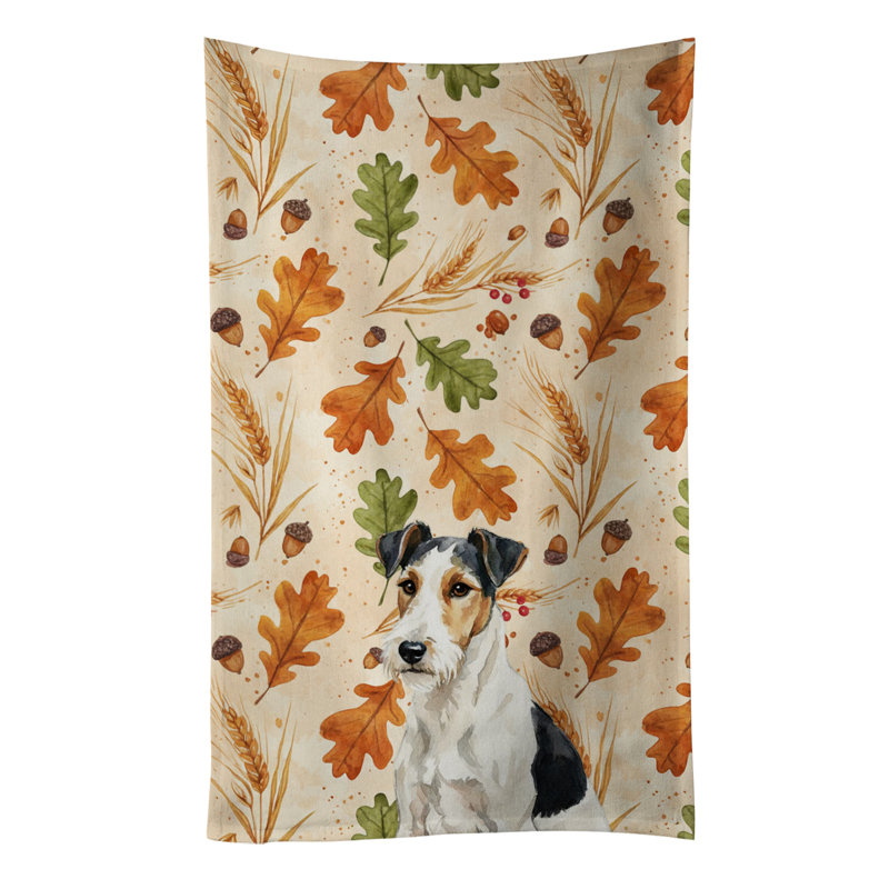 Smooth Fox Terrier Heirloom Fall Kitchen Towel, Smooth Fox Terrier