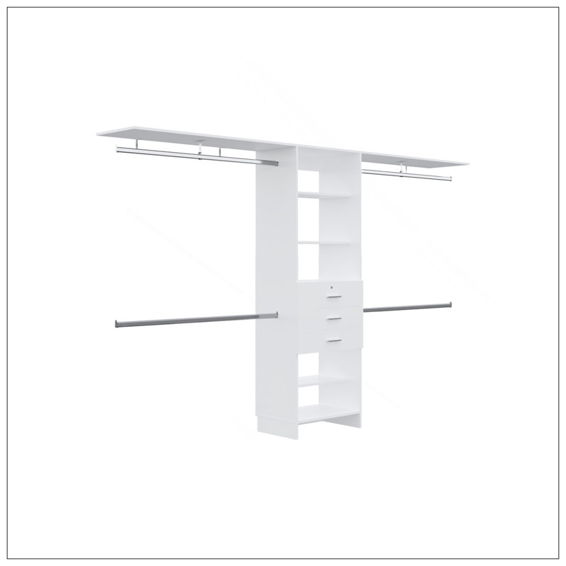 Système de placard, 3 tiroirs, 5 tablettes, Blanc