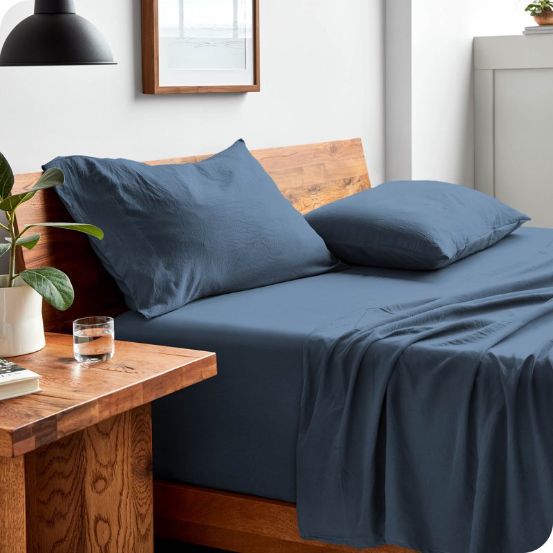 Dusty Blue Twin Sandwashed Microfiber Deep Pocket Sheet Set