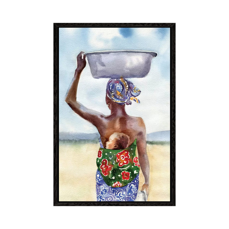 African Mother by Rachel Parker - Painting on Canvas, Black Framed, 101.6 cm H x 66.04 cm W