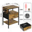 Table de chevet à 1 tiroir H 23,6 po Rustic, tablettes de rangement ouvertes, avec station de charge intégrée