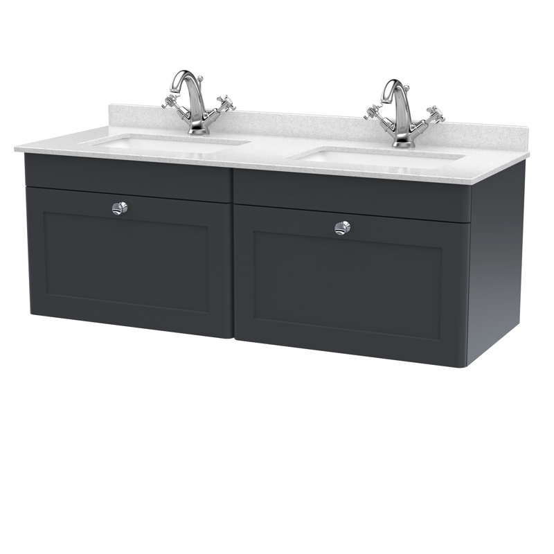 Classique 1220mm Double Bathroom Vanity with Drop In Vitreous China Basin, Satin Anthracite