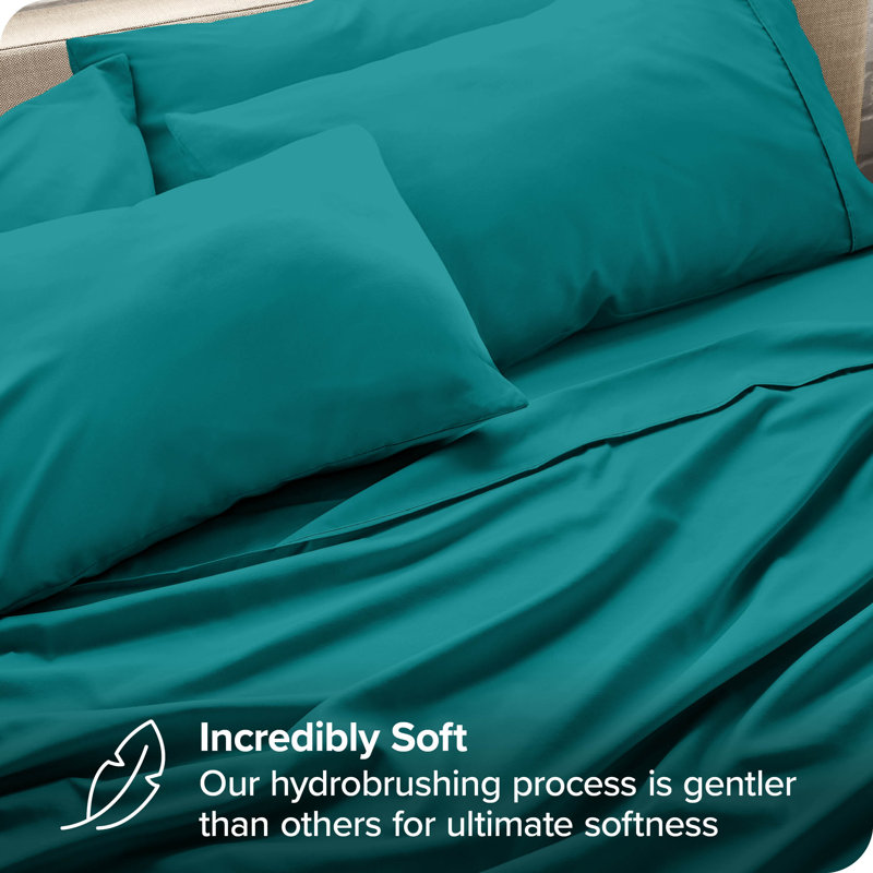 Microfiber Sheet Set with Bonus Pillowcase Set, Emerald, Split King
