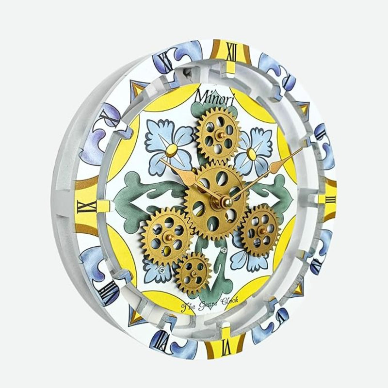 Horloge murale The Gears, Italie, avec engrenages en mouvement (Minori, rond de 10 pouces)