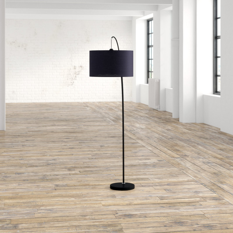 Keiyona 86'' Arched Floor Lamp, Black