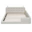 Grand lit plateforme tapissier avec 2 lampes de lecture, blanc