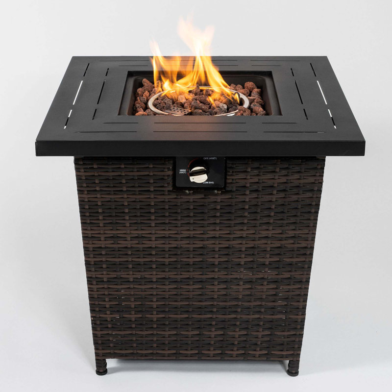 28Inch Wicker Square Fire Pit Table