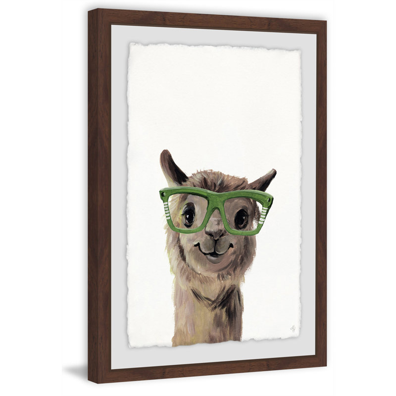 «Geeky Llama», reproduction encadrée, H 18 po x l 12 po x P 1,5 po, Encadrement brun foncé