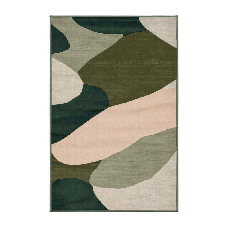 Tapis vert aquarelle lavable à la machine, Tapis de couloir 2 pi x 5 pi