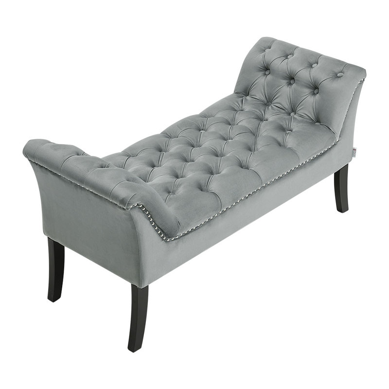 Lutsen Velvet Upholstered Bench, Grey