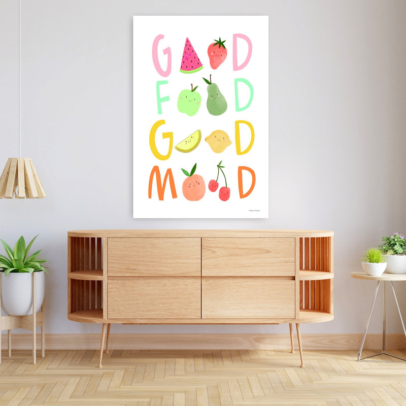 Good Good Good Mood II Playful Whimsical Abstract Fruit, art mural, H 48 po x l 32 po