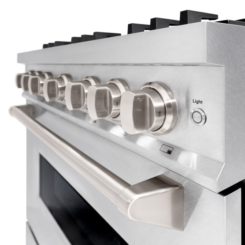 ZLINE 36" Classic Dual Fuel DuraSnow Range w/ 6 Brass Burners & Convection Oven, Stainless Steel