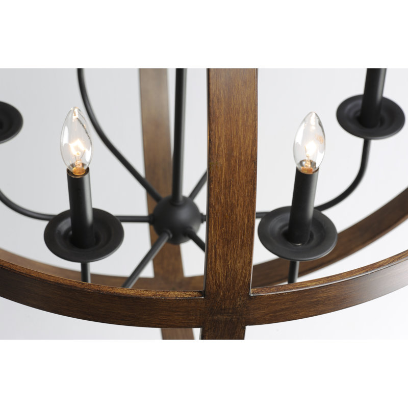 Odoms 6 - Light Unique/Statement Pendant, Antique Pecan/Black
