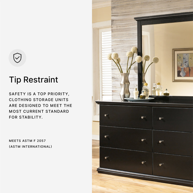 Leano 63.31'' W 6 - Drawer Dresser, Solid Black