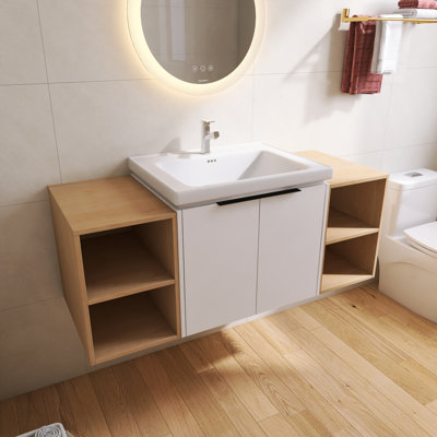 Meuble-lavabo flottant moderne avec lavabo en céramique Arminan