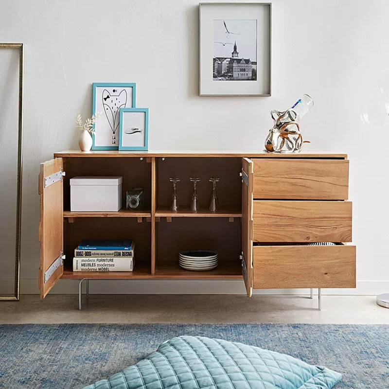 Buffet de rangement de luxe en bois massif, H 27,55 po x l 57,08 po x P 17,71 po