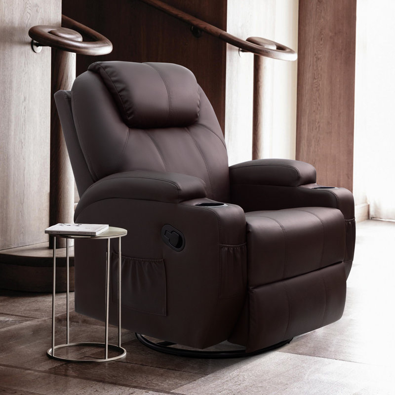 Abbotts Faux Leather Recliner, Brown Faux Leather