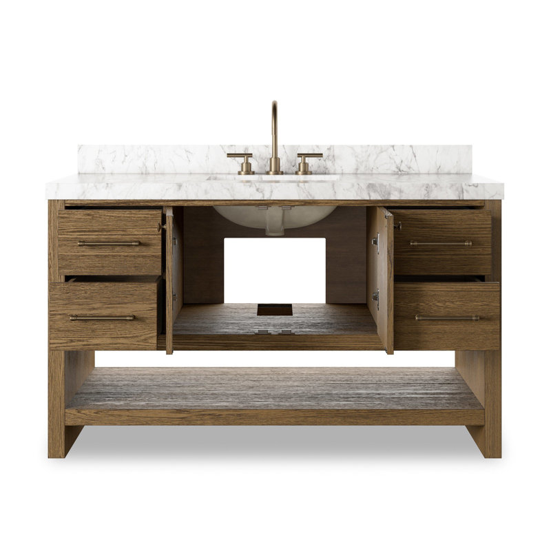 Anthem Single Wide Vanity-Carrara Marble, Brown