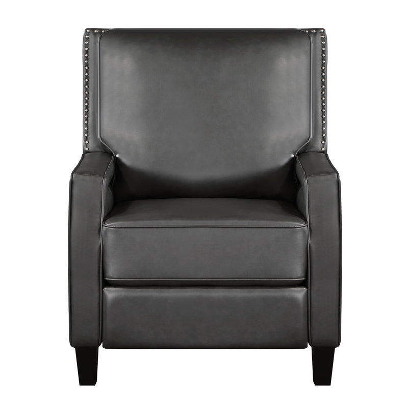 Chaise inclinable grise, décor transitionnel, siège d'une hauteur de 20 po, base en similicuir avec cadre en bois massif, Modern Living