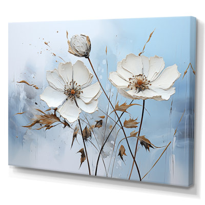 Impression murale minimaliste avec fleurs bleues et bleues II