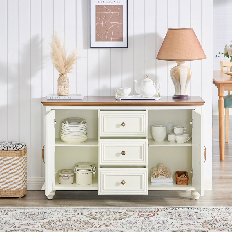Buffet 47,3 "Mid Century, Brun / blanc