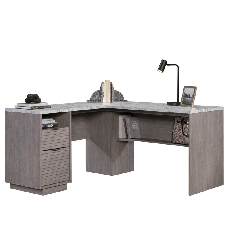 Bureau en L, finition brune