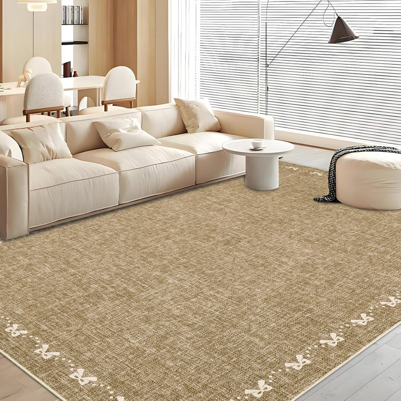 Tapis lavable en machine Bow-Knot, Brun, Rectangle 9 pi x 12 pi