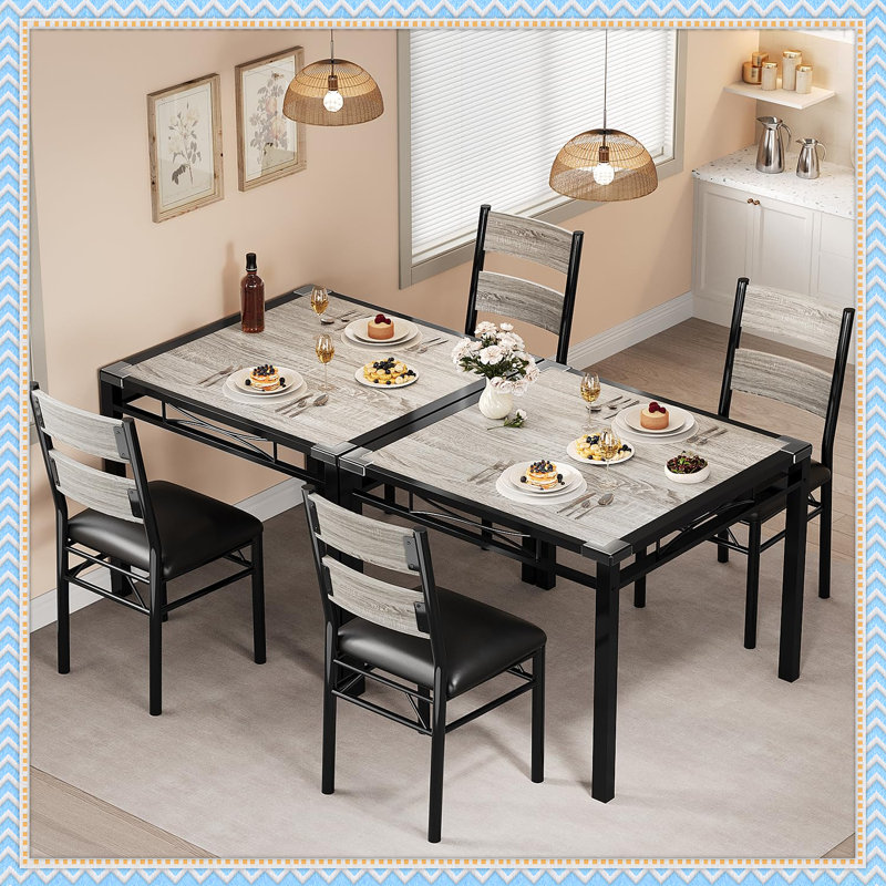 Dining Table Set for 2, 3-Piece Kitchen Table with 2 Upholstered Chairs and Corner Protectors, Compact Small Space Dining Set for Apartment, Kitchen, or Studio