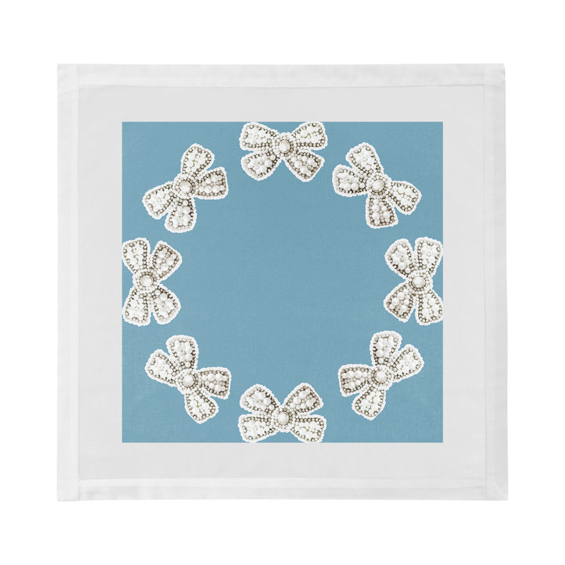 Pearl Bow Cotton Sateen Dinner Napkins, Bluebell