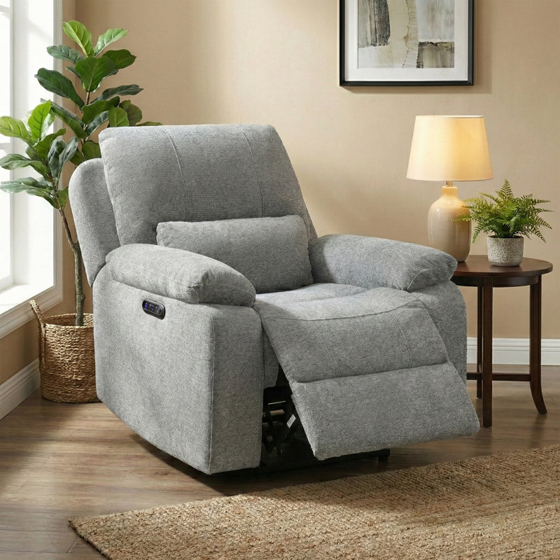 Tation Chenille Electric Recliner Chair, Granite
