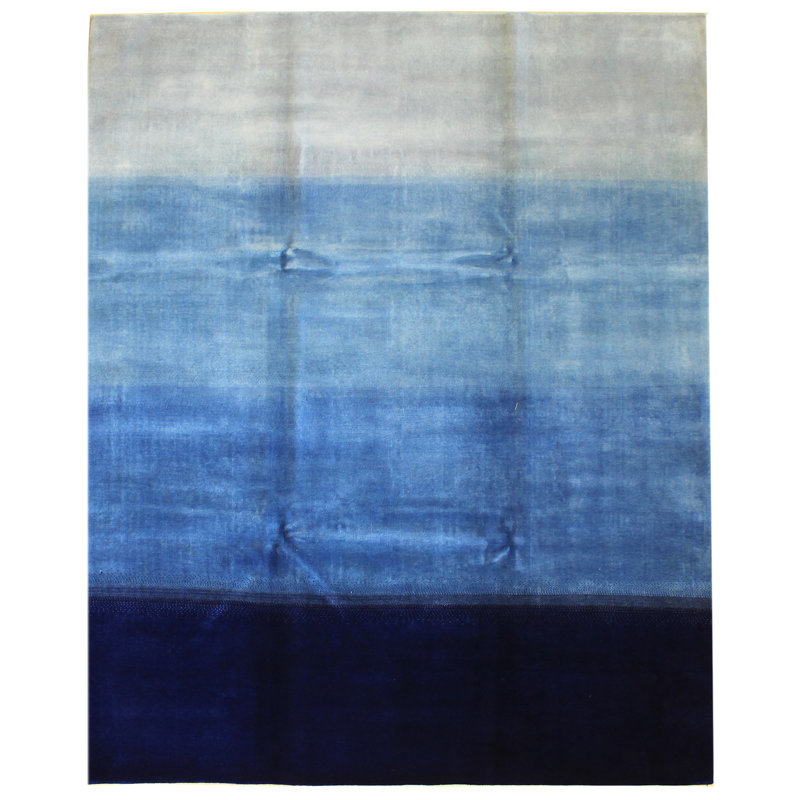 Tapis noir / bleu / gris en laine tissée à la main Gabbeh, Rectangle 8 pi 6 po x 11 pi 8 po
