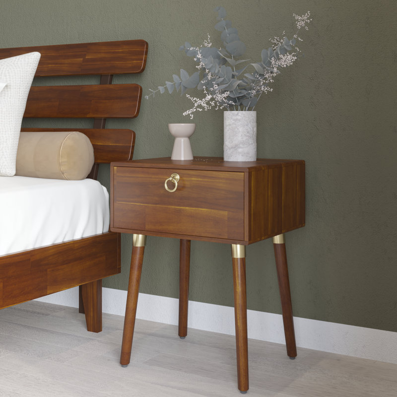 Alden Solid Wood 1-Drawer Nightstand, Dark Chocolate
