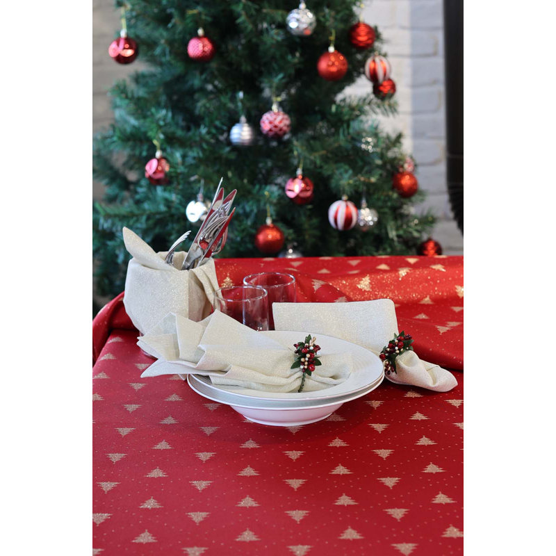 Christmas Tree, 110" L x 59" W, Red/Gold