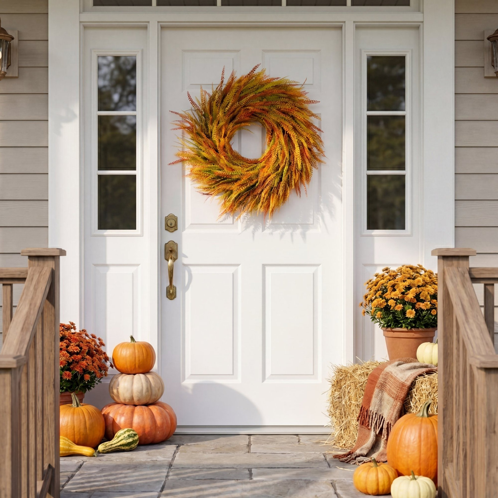 28in. UV Artificial Fall Wheat Grass Wreath