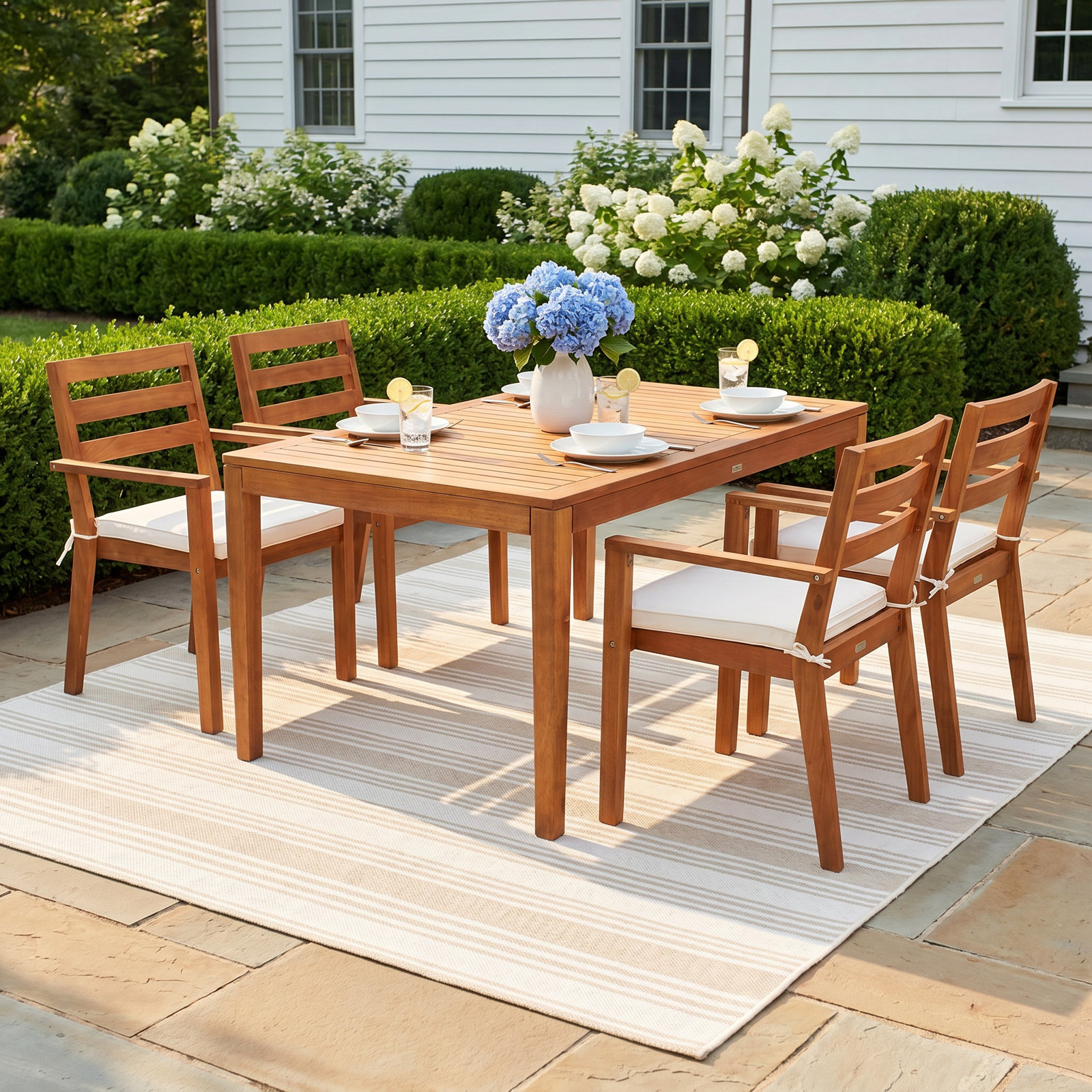 Gaynell 60" Eucalyptus Patio Dining Set
