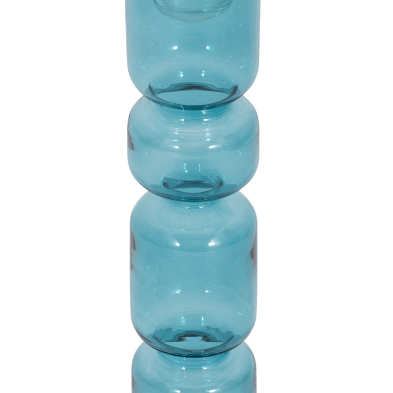 Modern Candle Holder with Stacked Sculptural Glass Base – Decorative Tabletop Taper Candle Holder for Dining Table, Shelf Decor, or Entryway Accent – Unique Home Accent for Minimalist Styling