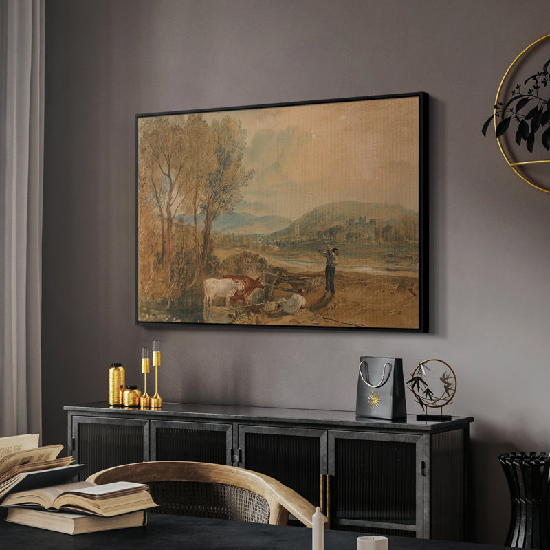 Château de Lulworth, Dorset, v. 1820-J.M.W. Toile tendue avec châssis Turner, 26 x 40, Noyer